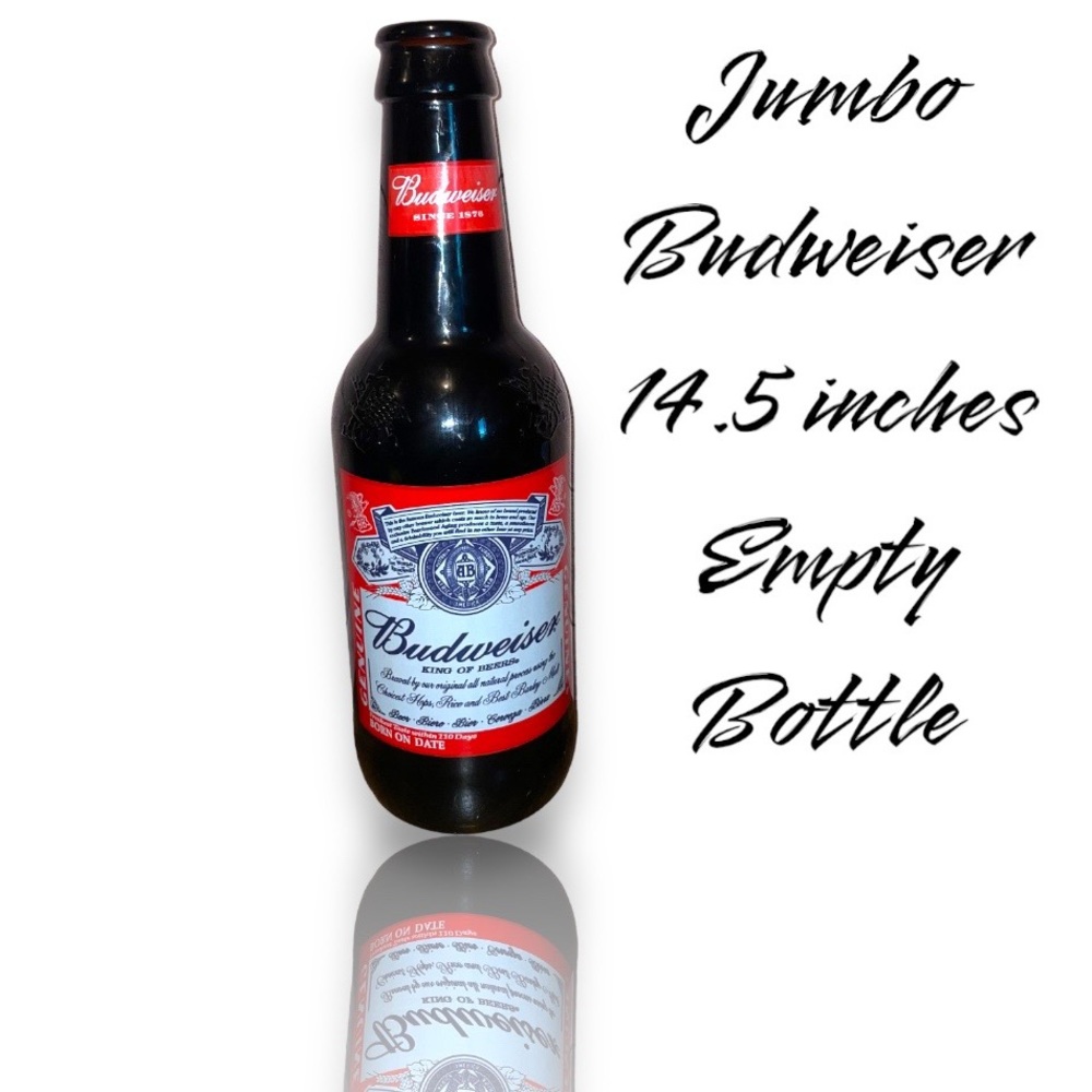Budweiser Oversize Bottle - Giant Glass Bottle 14.5 in -Coin Bank Collectible